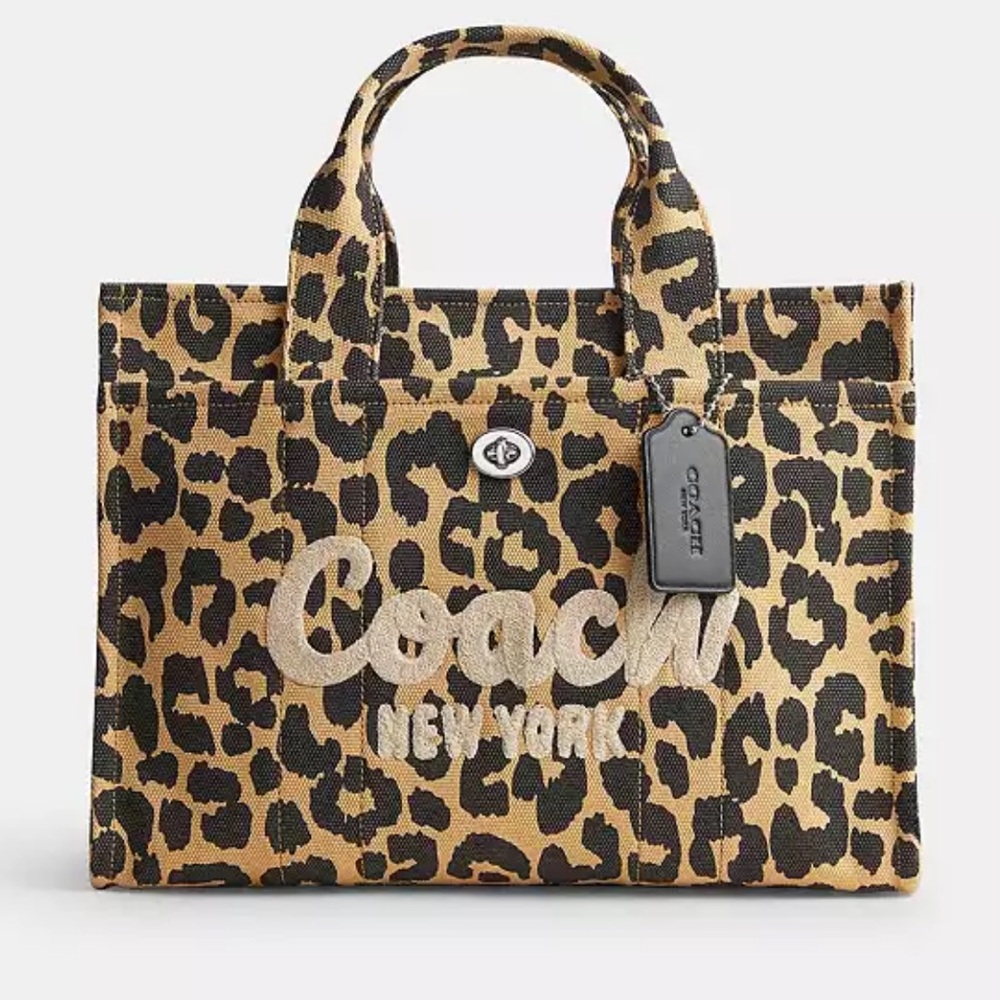 COACH Cargo Tote Bag With Leopard Print